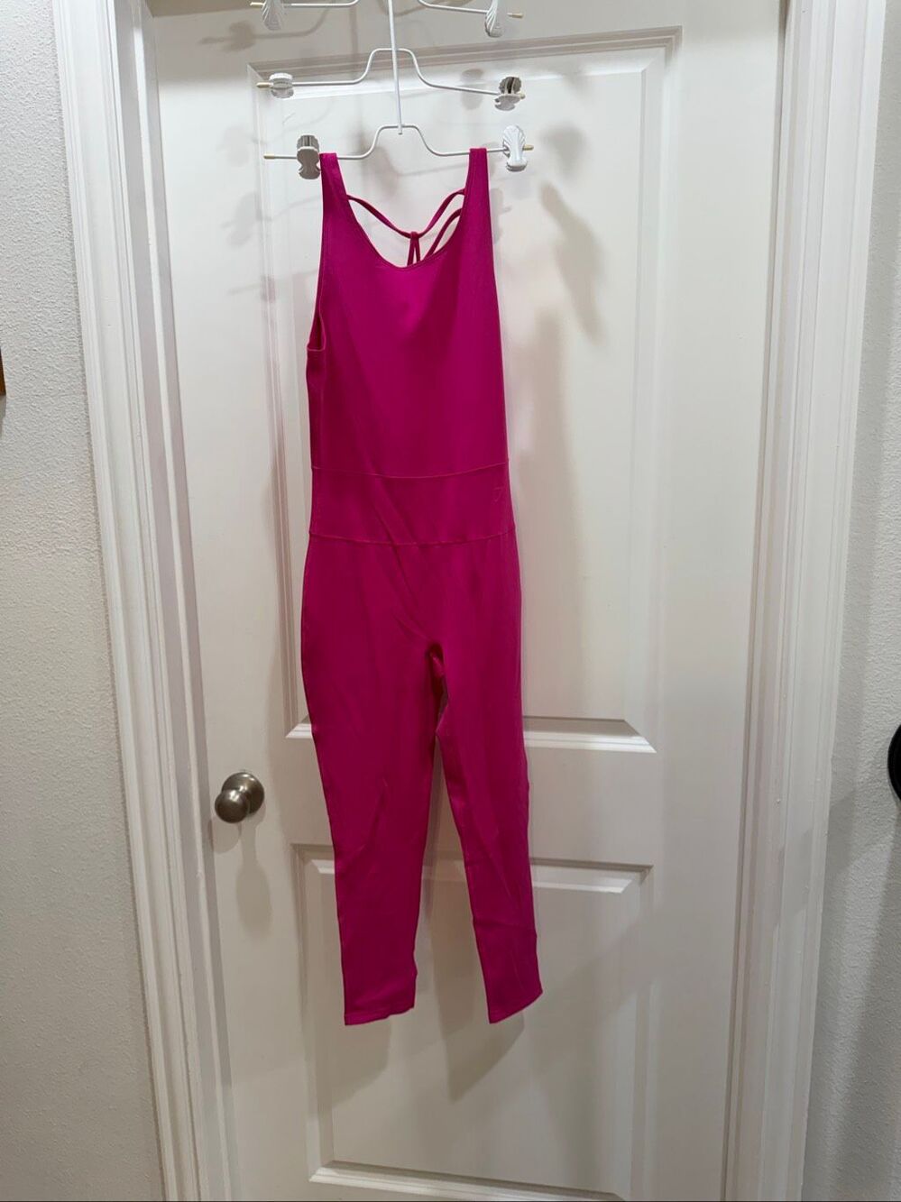 Gymshark Pink Strappy Back All In One Workout Jumpsuit Romper Bodysuit Size S